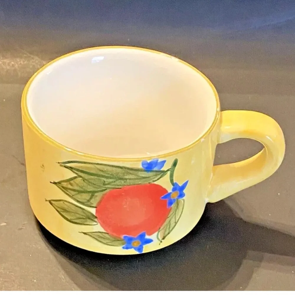 Vintage Lillian Vernon‎ Ceramic Fruit Snack Plate and Mug Set Yellow